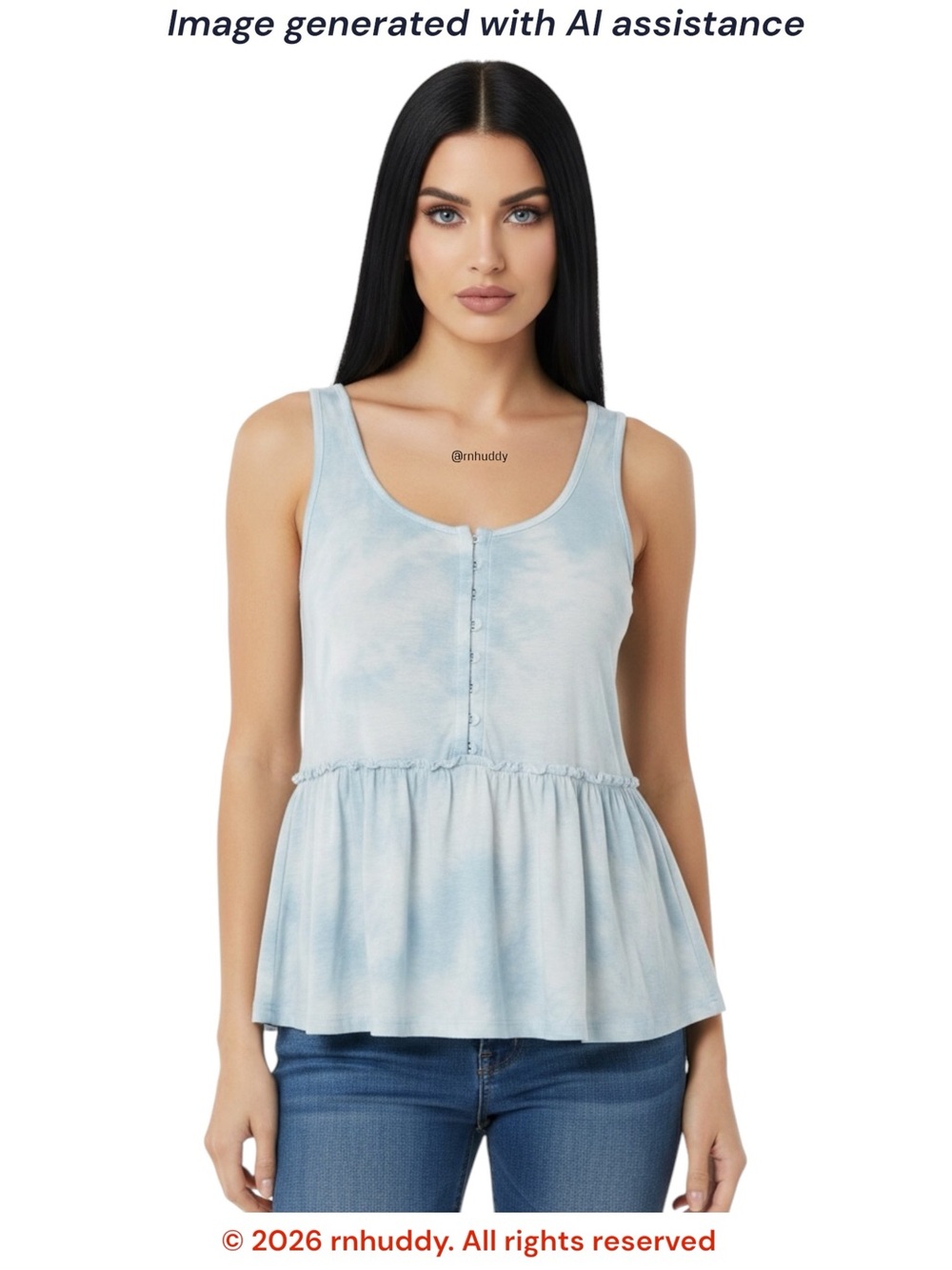 American Eagle XL soft & sexy blue tie dye hook & eye babydoll tank top
